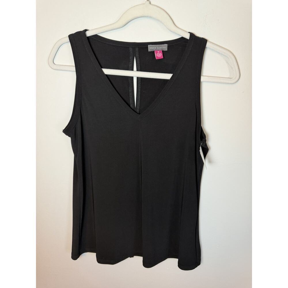 Vince Camuto Women's Black Vneck Stretchy She'll Tank XS NWT